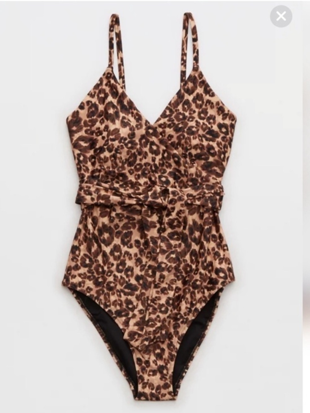 NWT Aerie Wrap Leopard Print One-Piece Swimsuit - Brown Animal Print